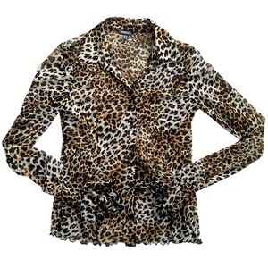 MEXX SHEER LEOPARD PRINT BUTTON-UP SIZE MEDIUM